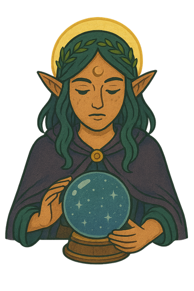 Lunia consultando su esfera astral