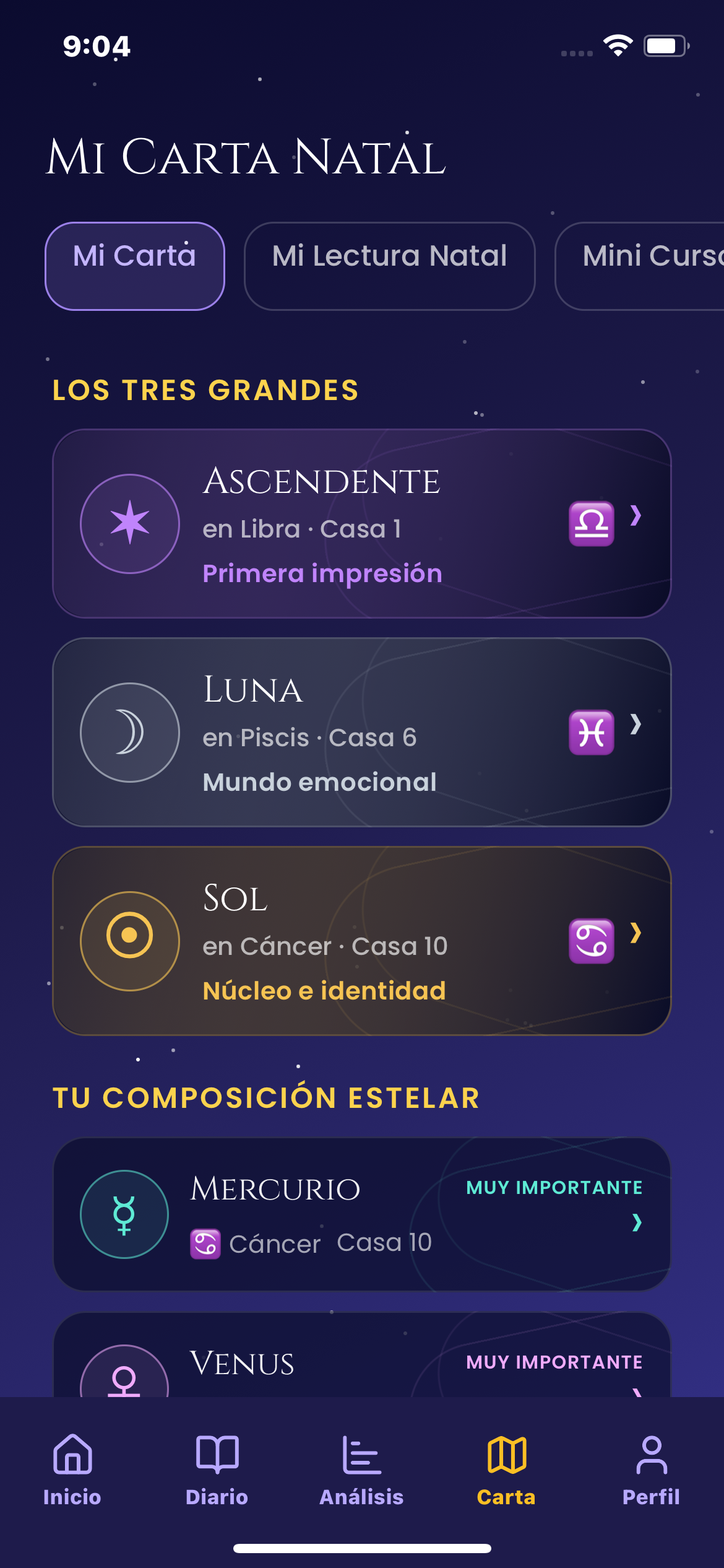 Los tres grandes de la carta natal