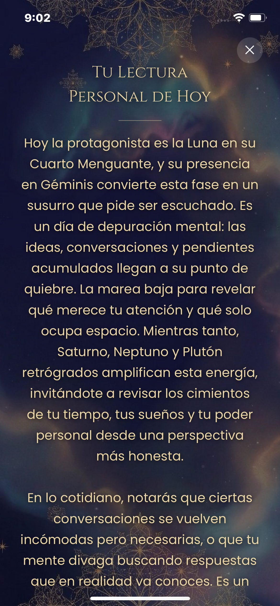 Pantalla de la aplicación Astria 3