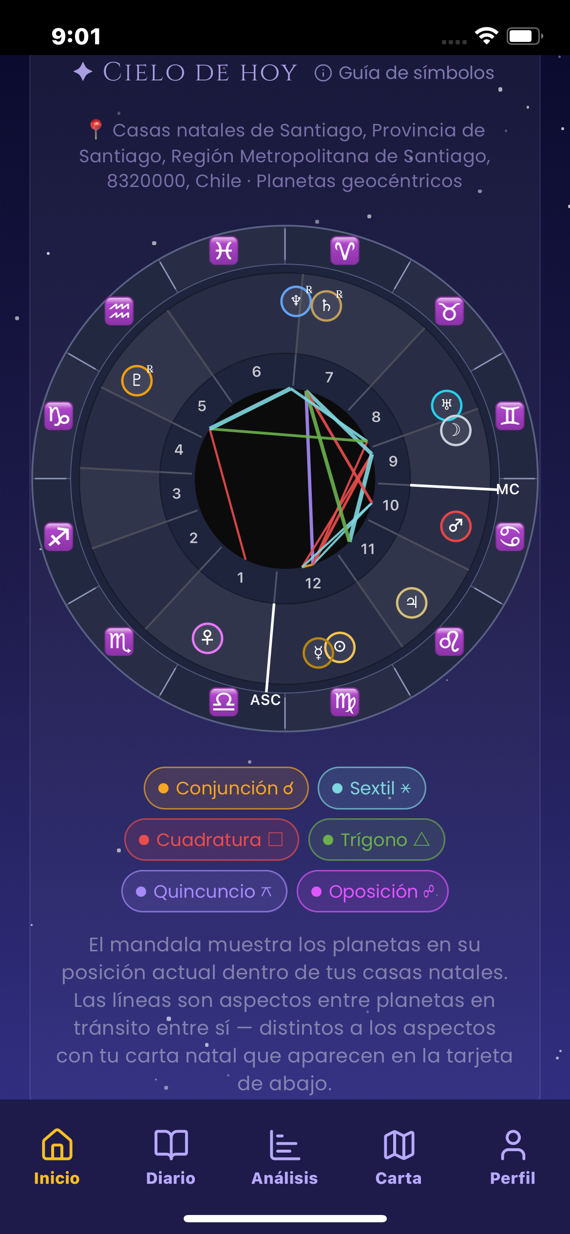 Pantalla de la aplicación Astria 1